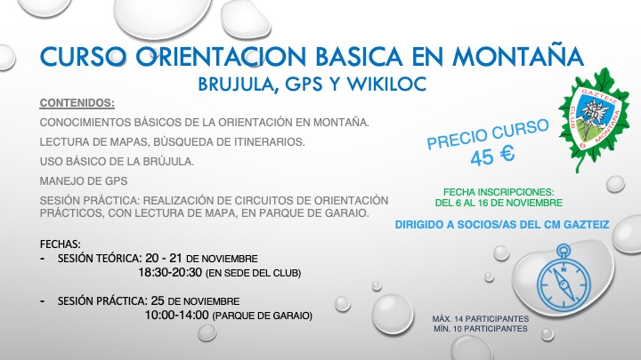 Foto CURSO: Orientación básica en montaña. Brújula, gps y wikiloc